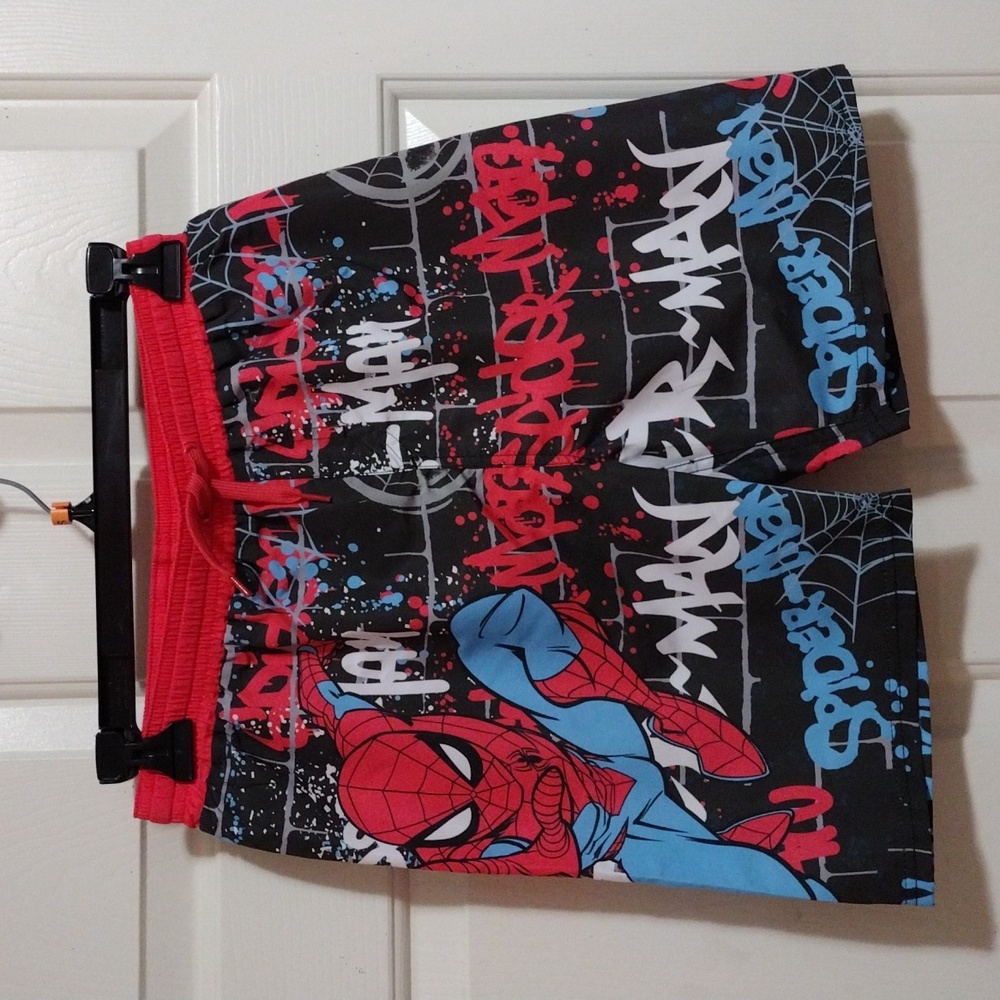 Spider-Man Swim Trunks - Black and Red Size Boy's Size 10/12 🆕
